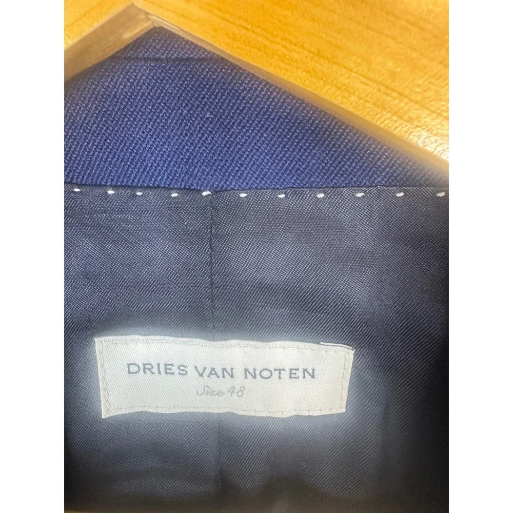 Dries Van Noten Mens Navy Blue 100% Wool Two Button Blazer Jacket Size 38